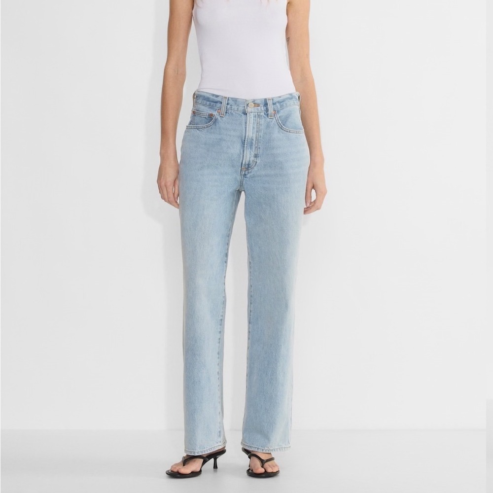 Denim Forum The Farrah Hi-Rise Wide Leg Jeans Light Wash Blue Women Sz 23